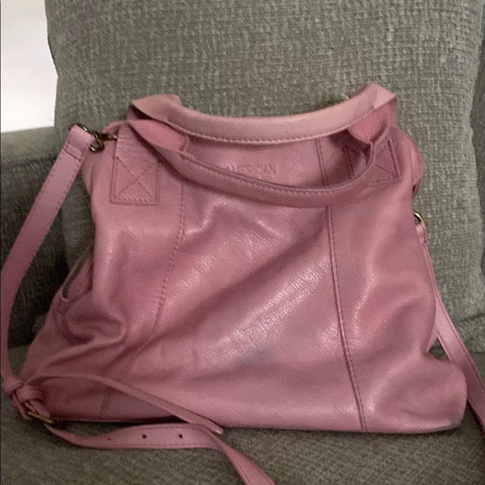 American Leather brand purse new 14”x10” pink